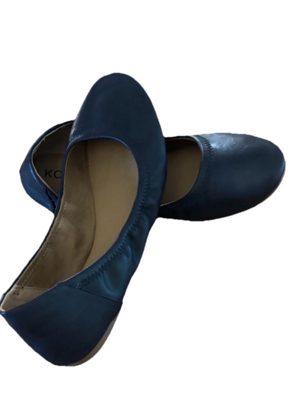 Comfortable Navy Leather Ballet Flats - Classic Slip-On Loafers